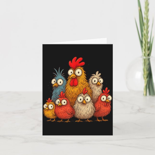 Tarjeta Chicken Art Crazy Chicken For Men Women Kid Boy Fa (Anverso)