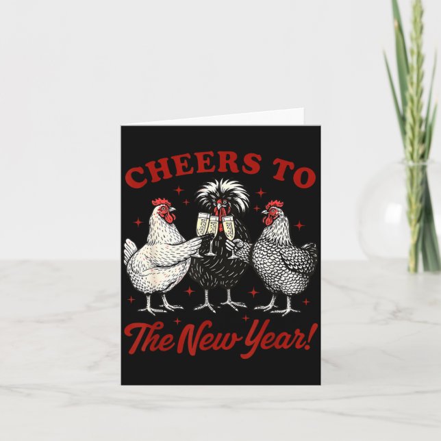 Tarjeta Chicken Cheers To The New Year  (Anverso)