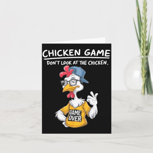 Tarjeta Chicken Game Humorous Family Tee - Uni-adults &amp (Anverso)
