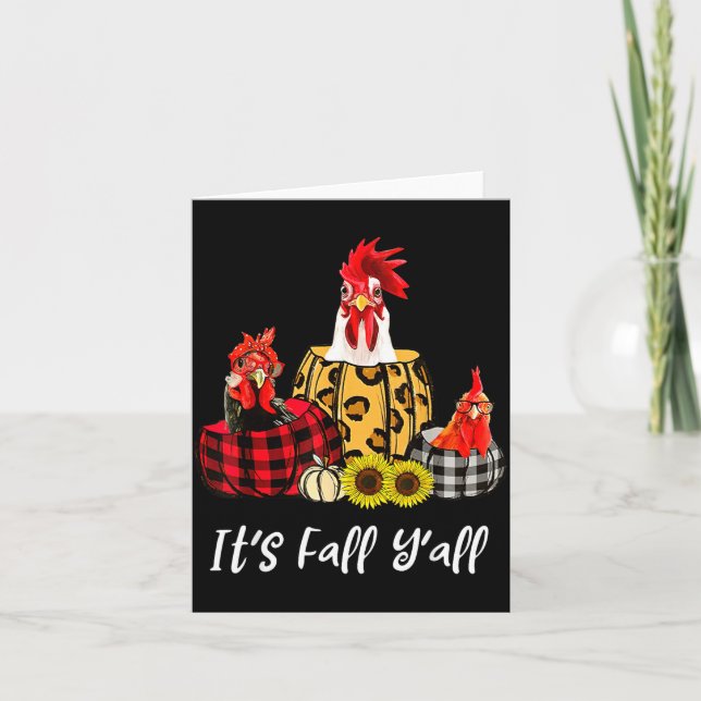 Tarjeta Chicken It's Fall Y'all Leopard Pumpkin Autumn Tha (Anverso)