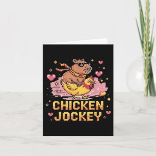 Tarjeta Chicken Jockey Capybara Montar Pixel Art Gamer Mem
