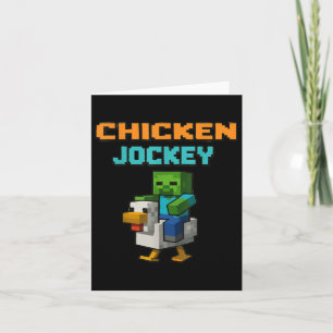Tarjeta Chicken Jockey Zombie Pixel Art Zombie Gamer Funny