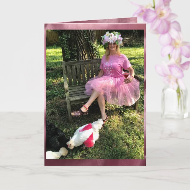 Tarjeta Chicken Lady PINK - Feliz cumpleaños (Orquídea)