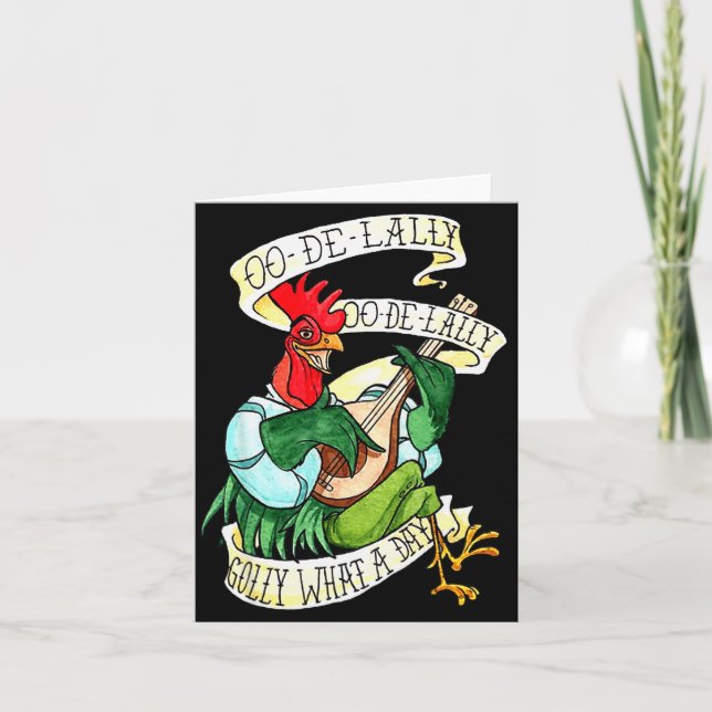 Tarjeta Chicken Sing O De Lally Golly What A Day Funny  (Anverso)
