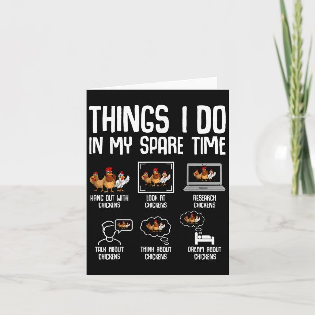Tarjeta Chicken Things I Do In My Spare Time Women Men Kid (Anverso)