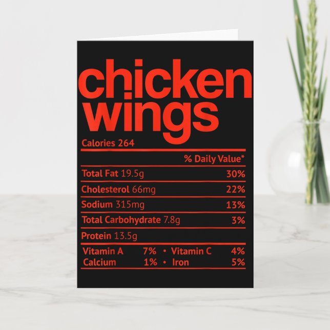 Tarjeta Chicken Wings Nutrition Fact Funny Thanksgiving Ch (Anverso)