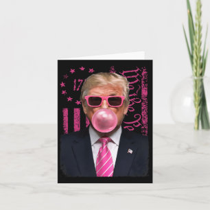 Tarjeta Chicle Burbuja Divertido Trump Rosa Bandera De EE.