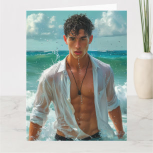 Tarjeta Chico Brisa Oceánica Hombre Caliente