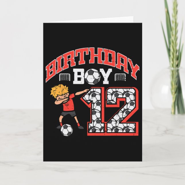 Tarjeta Chico Cumpleaños 12 Fútbol Dab 12 Años Cumpleaños  (Anverso)