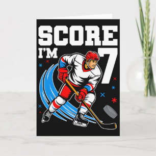 Tarjeta Chico de 7 años cumpleaños hockey sobre hielo Siet