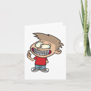 Tarjeta Chico de dibujos animados divertido con sonrisa de