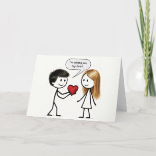 Tarjeta Chico de figura de palo del Día de San Valentín