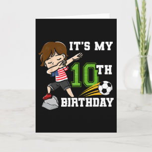 Tarjeta Chico de fútbol Es mi cumpleaños número 10 Bandera