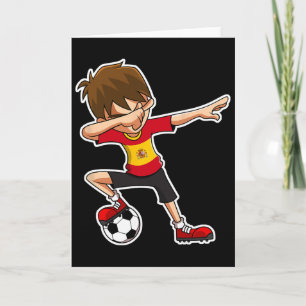 Tarjeta Chico de fútbol haciendo Dab con camiseta de Españ