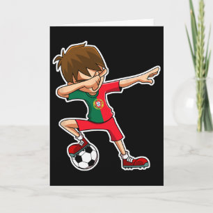 Tarjeta Chico de fútbol haciendo dabbing camiseta de Portu