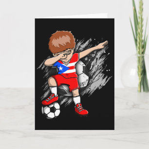 Tarjeta Chico de fútbol haciendo Dabbing Puerto Rico Fans