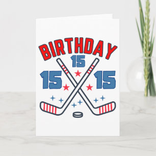 Tarjeta Chico de hockey sobre hielo cumpleaños quince 15º 