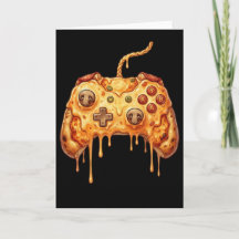 Chico divertido jugador de pizza videojuego entusi