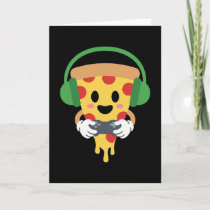 Tarjeta Chico entusiasta de videojuegos divertidos y pizza