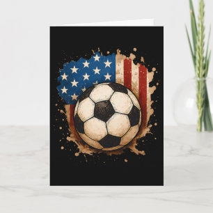 Tarjeta Chico Futbol Patriótico Del 4 De Julio Usa Bandera