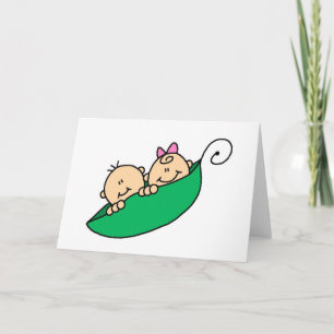 Tarjeta Chico gemelo y Chica en Pea Pod