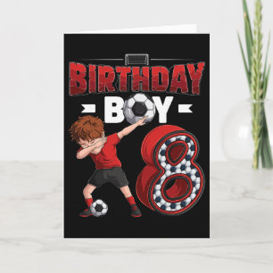 Tarjeta Chico haciendo Dab 8 años jugador de fútbol Cumple