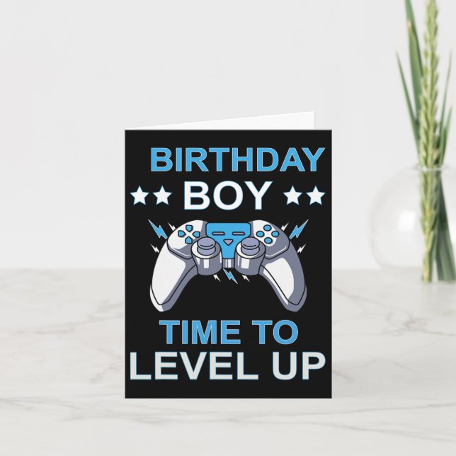 Tarjeta Chico Hora De Subir De Nivel Cumpleaños De Videoju (Anverso)