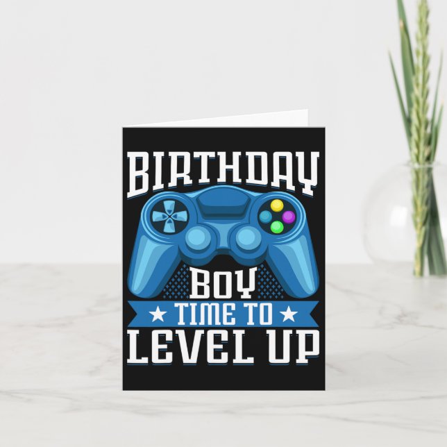Tarjeta Chico Hora De Subir De Nivel Cumpleaños Videojuego (Anverso)