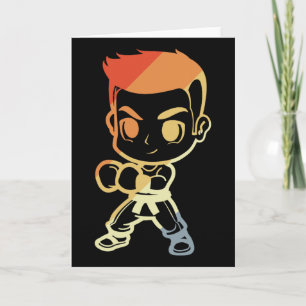 Tarjeta Chico kickboxing Dibujo animado Mirar kickboxer Ka
