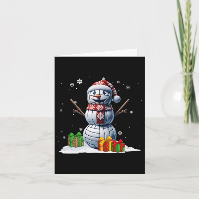 Tarjeta Chico Navidad voleibol muñeco de nieve (Anverso)