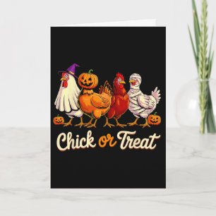 Tarjeta Chico o Truco Bruja de Halloween Pollo Espeluznant