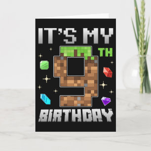 Tarjeta Chico Retro Cumpleaños 9 Nivel 9 Video Jugador Pix