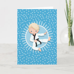 Tarjeta Chico rubio de karate judo artes marciales