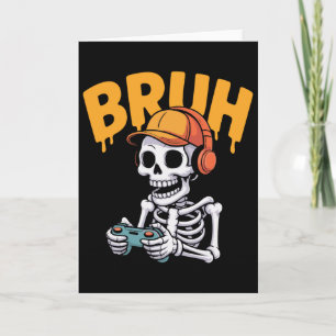 Tarjeta Chicos de Halloween Bruh Niños Jugador Hombres Esq
