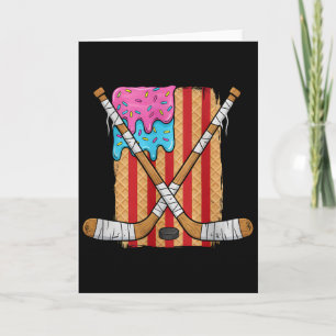 Tarjeta Chicos de Hockey sobre Hielo Helado con Bandera Am