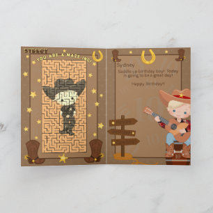 Tarjeta Chicos Rubios Divertidos Cumpleaños de Vaquero Inc