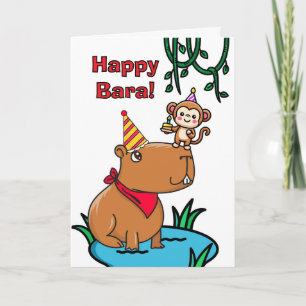 Tarjeta Chigüiro de cumpleaños y mono