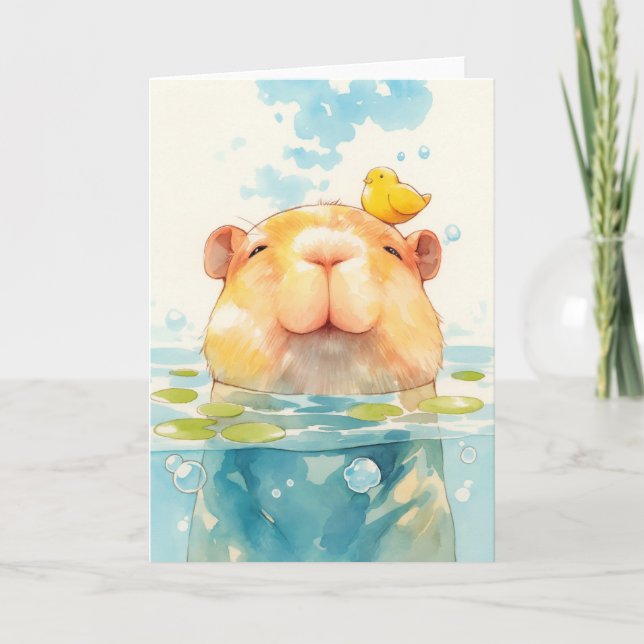 Tarjeta Chigüiro y amigo de pájaros (Anverso)