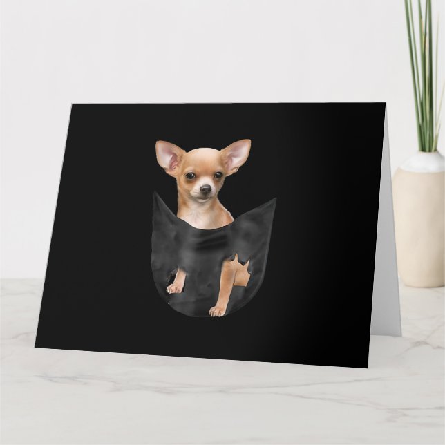 Tarjeta Chihuahua Adorable en tu Bolsillo Navidad (Anverso)