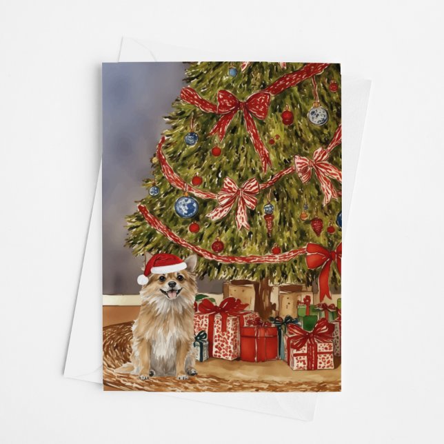 Tarjeta Chihuahua - Árbol de navidad de acuarela de larga  (Subido por el creador)