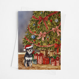 Tarjeta Chihuahua - Árbol de navidad de tres colores