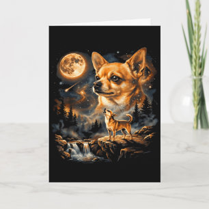 Tarjeta Chihuahua aullando a la luna vintage divertidoChih