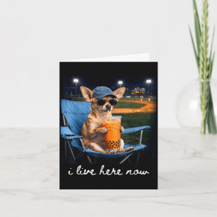 Tarjeta Chihuahua bebe café helado campo de béisbol en viv