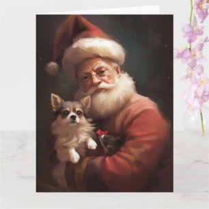 Tarjeta Chihuahua con Navidades festivos de Santa Claus
