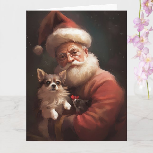 Tarjeta Chihuahua con Navidades festivos de Santa Claus (Orquídea)