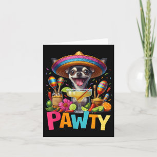 Tarjeta Chihuahua Con Un Cinco De Margarita Sombrero