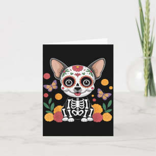 Tarjeta Chihuahua de cráneo de azúcar perro de Halloween