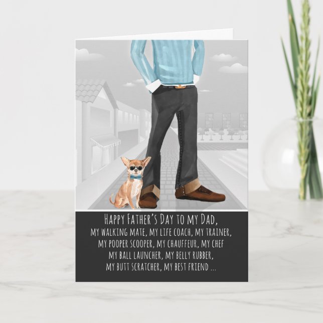 Tarjeta Chihuahua del Día del Padre Perro (Anverso)
