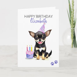 Tarjeta Chihuahua Dog Personalizado Feliz Cumpleaños