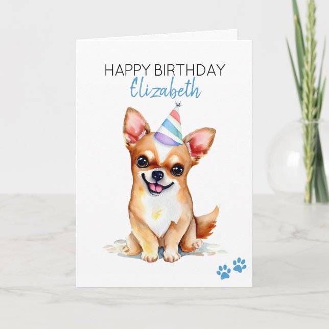 Tarjeta Chihuahua Dog Personalizado Feliz Cumpleaños (Anverso)